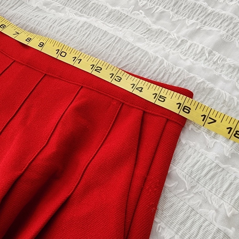 Chic Red Mini Skirt Pleated Sz XL Preppy Academia Unlined Dopamine Pop Color Pop - Picture 4 of 8